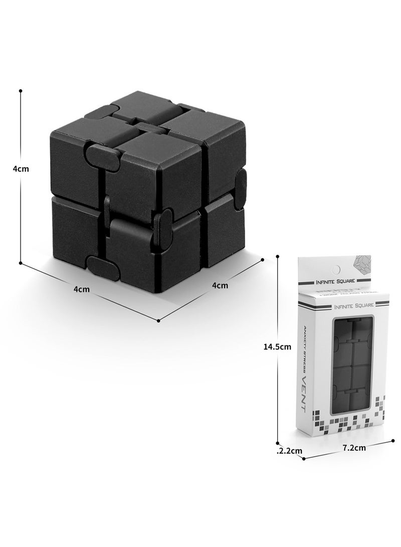 لعبة فيدجيت كيوب الإصدار الجديد من لعبة فيدجيت فينجر - مكعب روبيك المعدني اللامتناهي لتخفيف التوتر والقلق/تخفيف اضطراب فرط الحركة ونقص الانتباه، هدية حسية متينة للغاية للبالغين والمراهقين (أسود) - Image 2